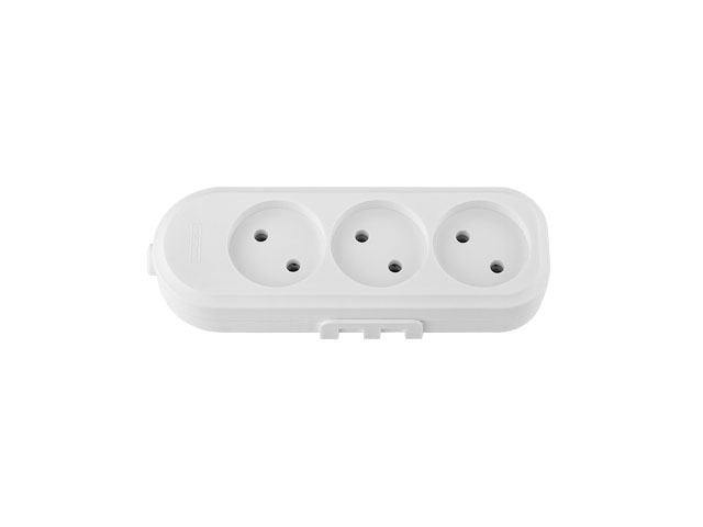 Розетка 3-ая переносная (б/з, 16А, 250В) белая, BYLECTRICA