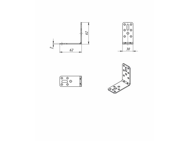 Уголок регулируемый 62х62х30 цинк STARFIX