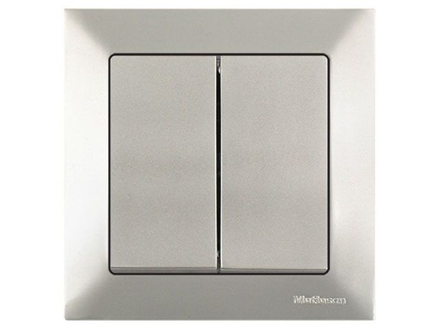 Выключатель 2-клав. (скрытый, пруж. зажим) титан, DARIA, MUTLUSAN (10 A, 250 V, IP 20)