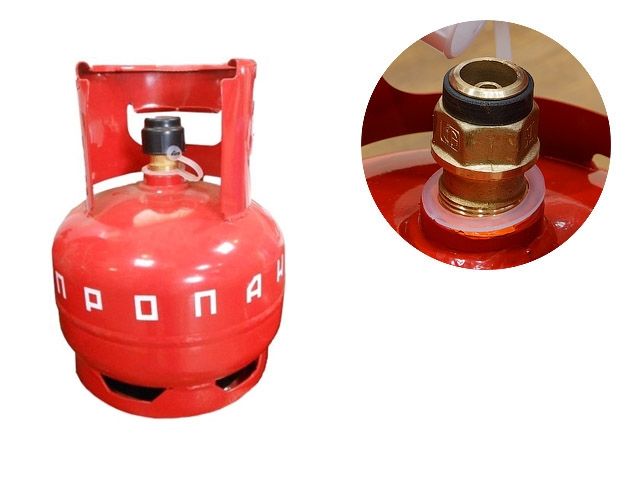 Баллон газовый бытовой 5л с КБ-2 (1-5-2-В) (с клапаном)