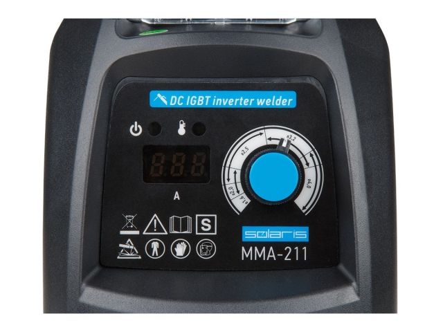 Инвертор сварочный SOLARIS MMA-211 (230В; 20-210 А; 70В; электроды диам. 1.6-4.0 мм; вес 3.9 кг)