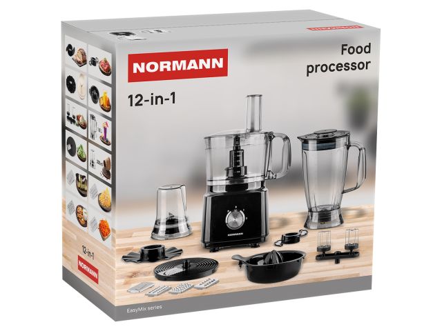 Кухонный комбайн NORMANN AFP-947 (ОТГРУЗКА ТОЛЬКО ПО ЭТН/ЭТТН | 1000 Вт; регул.скор.; 12 функций; блендер 1.8 л; чаша чоп. 2 л; терка для др