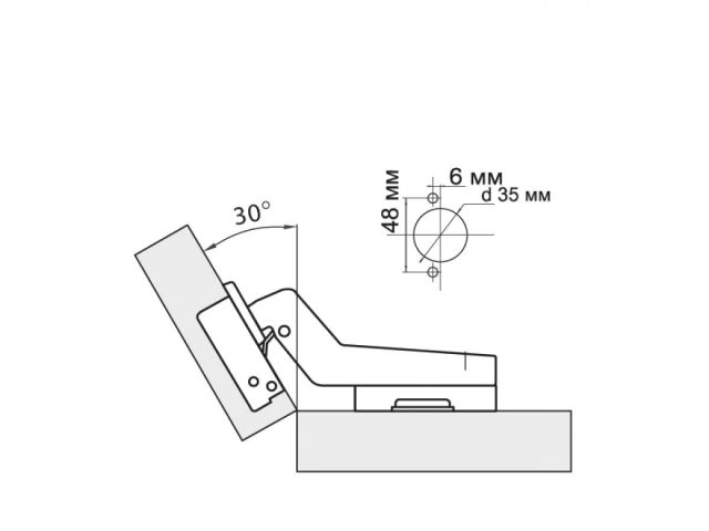 Петля угловая 30 градусов с доводчиком Clip-on STARFIX