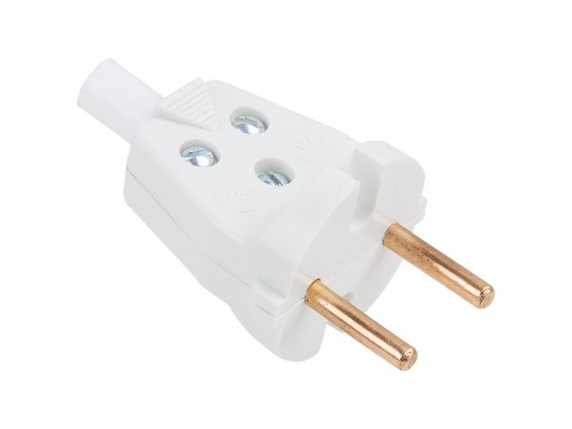 Вилка (б/з, 6А, 250В) белая, Юпитер (В6-001)
