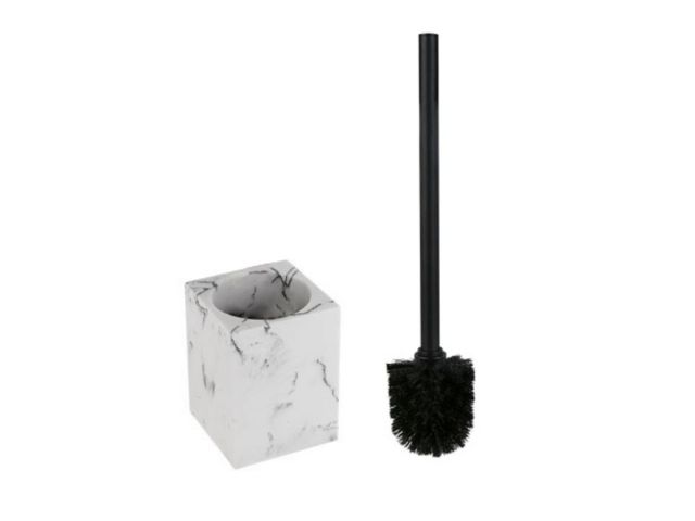 Ершик с подставкой MARBLE, белый, PERFECTO LINEA (Композитный материал: полирезин под натуральный камень)