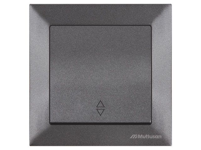 Выключатель проходной 1-клав. (скрытый, винт. зажим) дымчатый,, DARIA, MUTLUSAN (10 A, 250 V, IP 20)