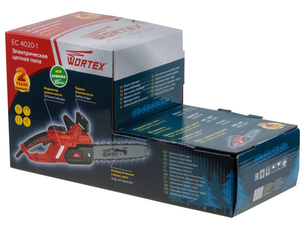 Пила цепная электрическая WORTEX EC 4020-1 шина 40 см (16"), 3/8" LP, 1.3 мм