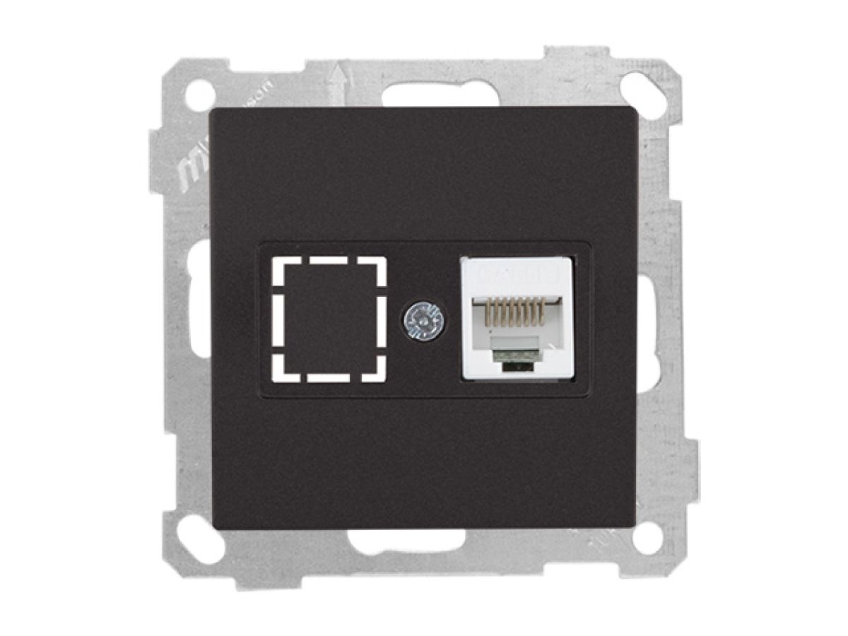 Розетка компьютерная 1xRJ45 (Cat5e, скрытая, без рамки) черная, DARIA, MUTLUSAN