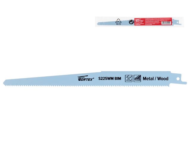 Пилка сабельная по дереву с гвоздями S225WM (1 шт.) WORTEX высокоуглеродистая сталь HCS, 225 мм длин (пропил криволинейный, тонкий, для базо