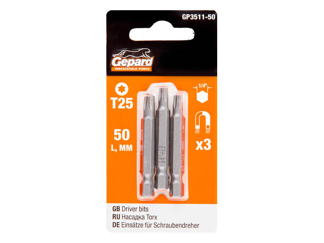 Насадка TORX T25 50мм 3шт GEPARD (GP3511-50)
