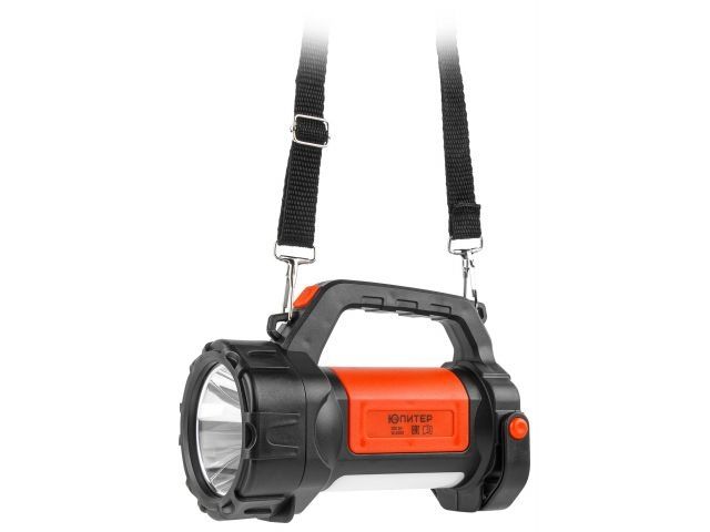 Фонарь светодиодный аккум. 3Вт+3Вт (оранж.) ЮПИТЕР (USB A - micro-USB кабель в комплекте)