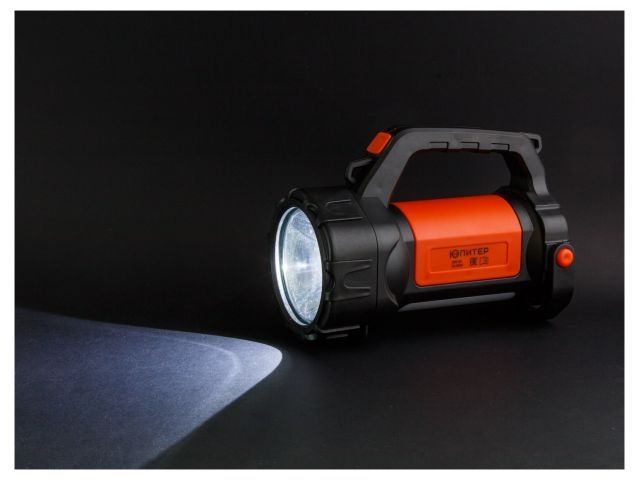 Фонарь светодиодный аккум. 3Вт+3Вт (оранж.) ЮПИТЕР (USB A - micro-USB кабель в комплекте)