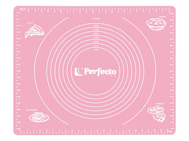 Коврик для теста с мерными делениями, силиконовый, 50х40 см, серия PINK, PERFECTO LINEA (Размер 50х40 см)