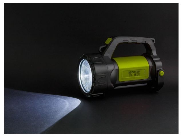 Фонарь светодиодный аккум. 3Вт+3Вт (зел.) ЮПИТЕР (USB A - micro-USB кабель в комплекте)