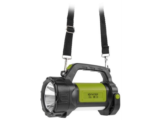 Фонарь светодиодный аккум. 3Вт+3Вт (зел.) ЮПИТЕР (USB A - micro-USB кабель в комплекте)