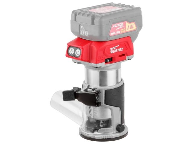 Аккум. фрезер кромочный WORTEX CMM 1835 в кор. ALL1 XLT SOLO БЕСЩЕТ., 18 В, цанга 6/8, рег. об, конс (10000-30000 об/мин)