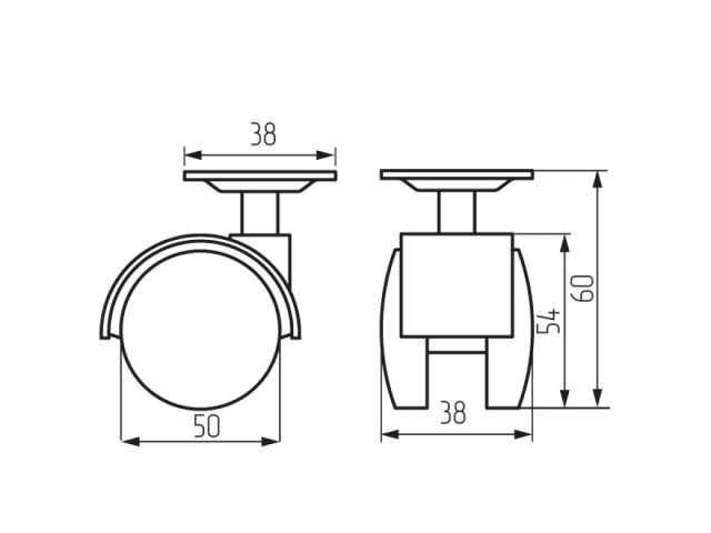 Опора колёсная d-50мм на площадке без фиксатора, пластмасса STARFIX