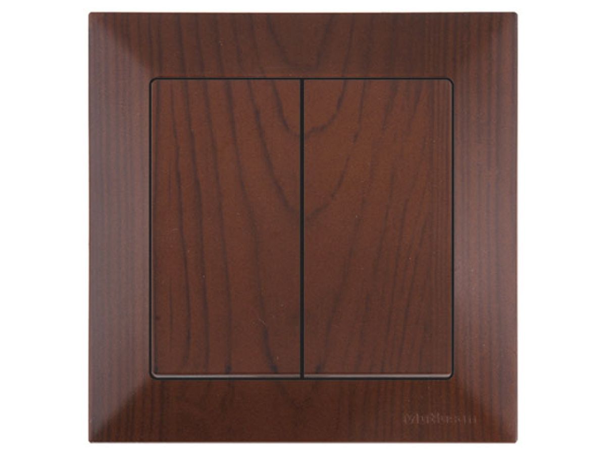 Выключатель 2-клав. (скрытый, винт. зажим) орех, DARIA, MUTLUSAN