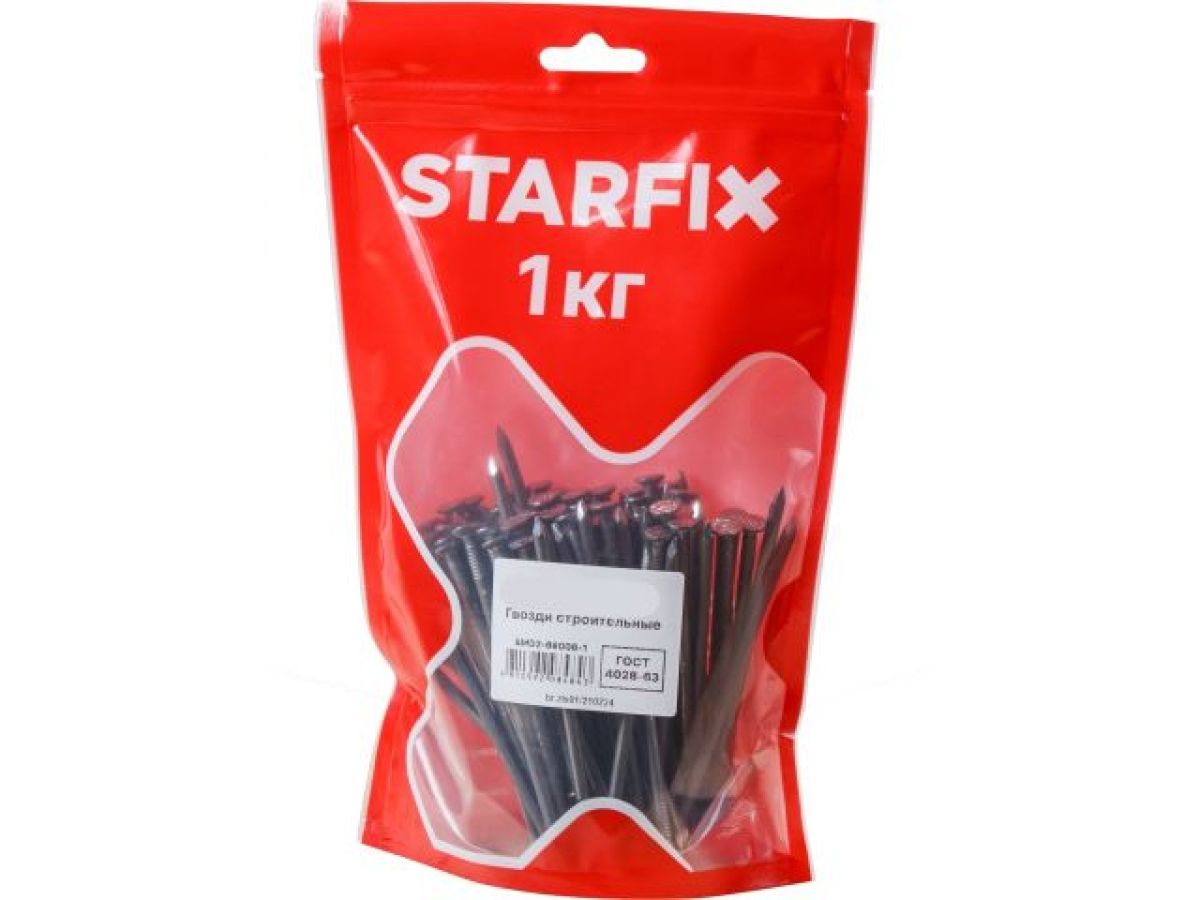 Гвозди строительные 2.5х60 мм ГОСТ 4028-63 (1 кг в дой-паке) STARFIX