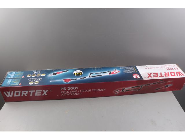 Высоторез WORTEX PS 2001 + насадка-кусторез в кор. уцененный (0000106758) (750 Вт, шина 8", автосмазка, телескоп. штанга  до 2 м)
