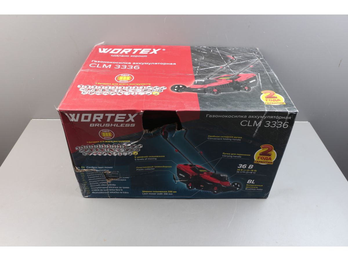 Газонокосилка аккумуляторная WORTEX CLM 3336 в кор. ALL1 XLT SOLO БЕСЩЁТ.ДВИГ., 18В+18В, шир.330 м