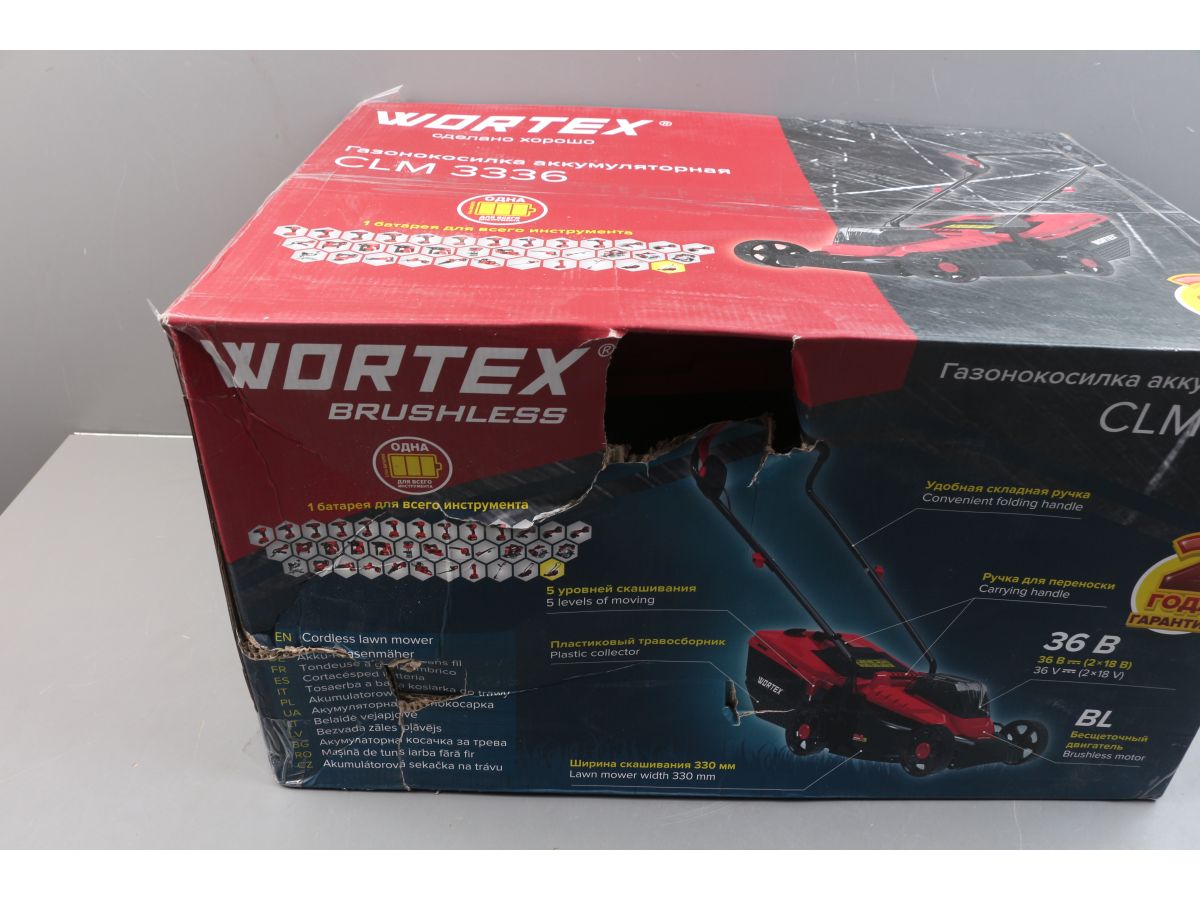Газонокосилка аккумуляторная WORTEX CLM 3336 в кор. ALL1 XLT SOLO БЕСЩЁТ.ДВИГ., 18В+18В, шир.330 м