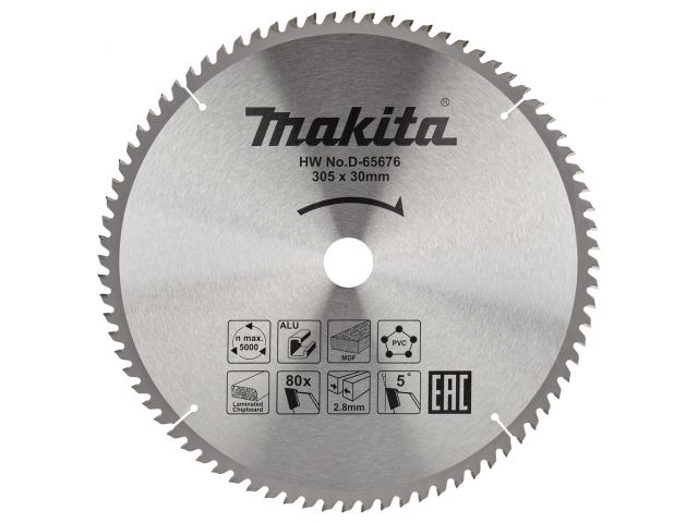 Диск пильный 305х30 мм 80 зуб. для алюминия/дерева/пластика MAKITA