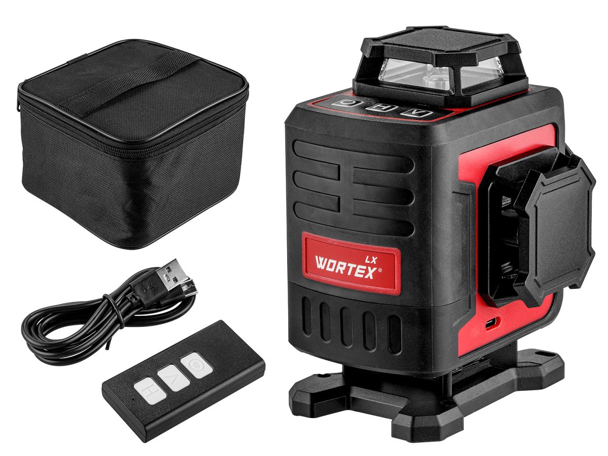 Нивелир лазерный линейный WORTEX LX LL 0340-2 (4х360°, до 25 м, +/- 0.3 мм/м, зеленый)