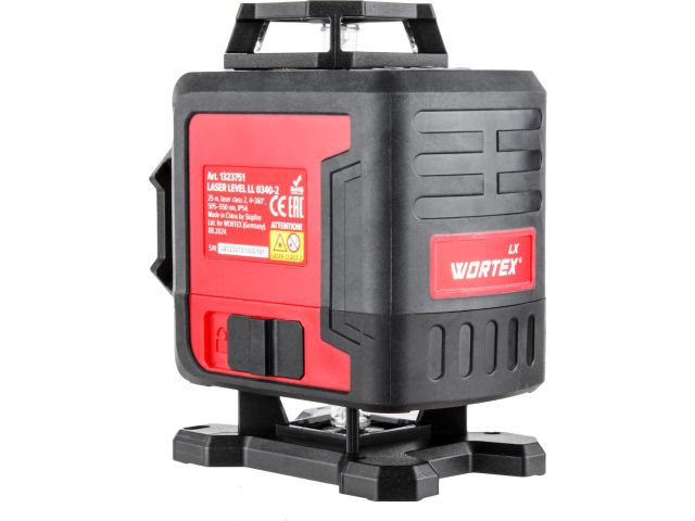 Нивелир лазерный линейный WORTEX LX LL 0340-2 (4х360°, до 25 м, +/- 0.3 мм/м, зеленый) (резьба 1/4")