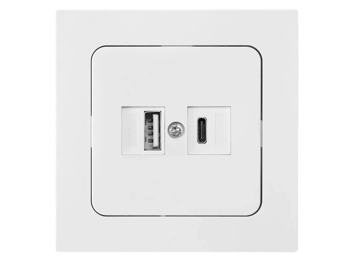 Розетка с двумя USB-разъемами (скрытая) белая, Astrum BYLECTRICA