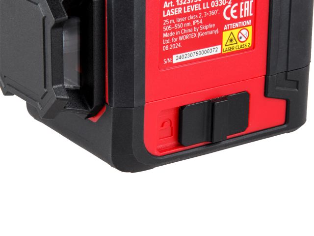 Нивелир лазерный линейный WORTEX LX LL 0330-2 (3х360°, до 25 м, +/- 0.3 мм/м, зеленый) (резьба 1/4")