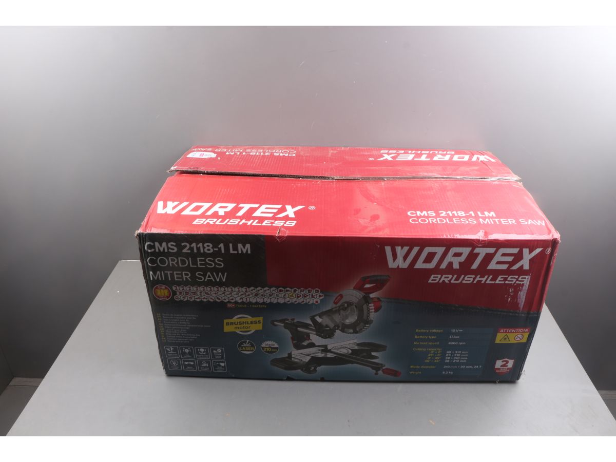 Аккум. торцовочная пила WORTEX CMS 2118-1 LM в кор. ALL1 XLT SOLO БЕСЩЕТ., 18 В, 210 мм, лазер уце