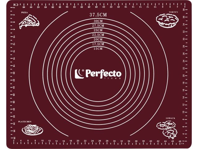 Коврик для теста с мерными делениями, силиконовый, 50х40 см, BURGUNDY, PERFECTO LINEA (Размер 50х40 см)
