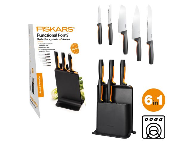 Набор ножей 5 шт пластиковый блок FF Fiskars