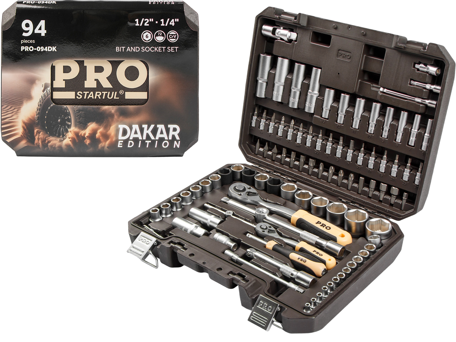Набор головок и бит 94пр. 1/4″,1/2″ PRO STARTUL DAKAR (PRO-094DK)