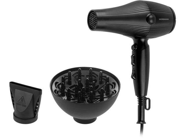 Фен NORMANN AHD-435 (ОТГРУЗКА ТОЛЬКО ПО ЭТН/ЭТТН | 2200 Вт; раздельные регулировки; холод.обд.; ионизация; насадка концетратор и диффузор в 