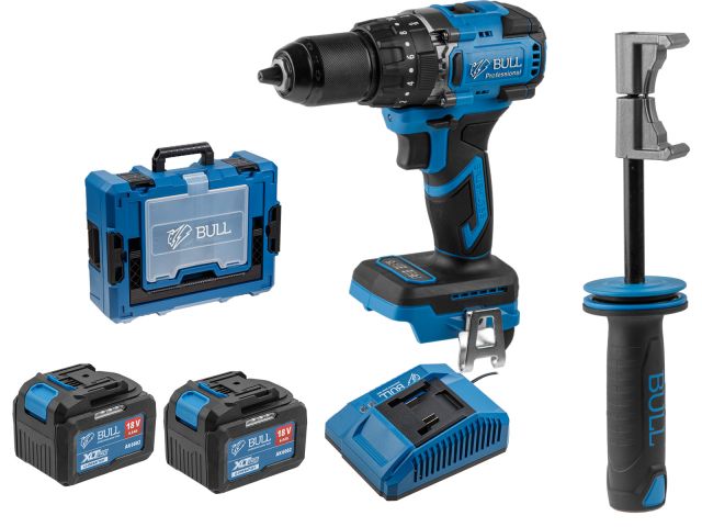 Аккум. дрель-шуруповерт BULL SR 1806 R-series Xcase XLTpro БЕСЩЕТ., Удар., 18 В, 80 Н*м, 2х6 А*ч (Импульс. режим, "AntiKickback", Автостоп н