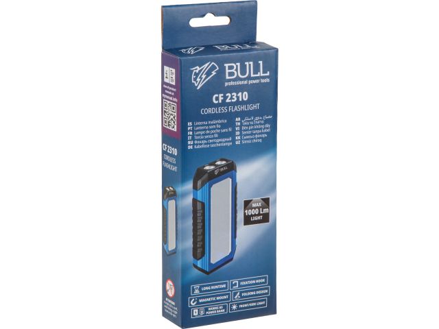 Фонарь светодиодный аккумуляторный BULL CF 2310 в кор. 230-1000 Лм, 7 режимов, магнит (5 В, 4 Ач, складная конструкция, может выступать как 