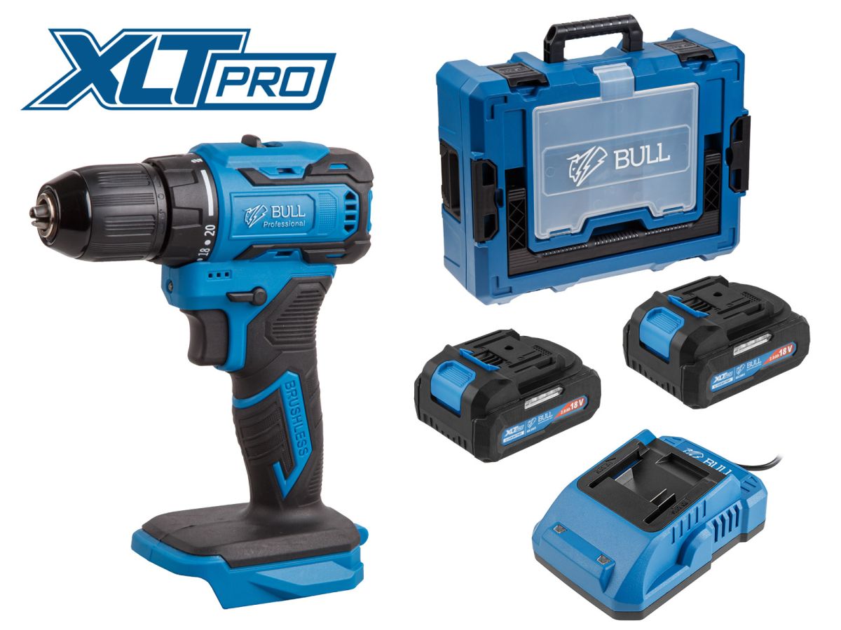 Аккум. дрель-шуруповерт BULL SR 1804 Xcase XLTpro БЕСЩЕТ., Импульс., 18 В, 45 Н*м, 2х2 А*ч, з/у 2 А