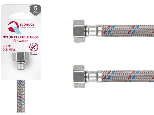 Подводка гибкая, Nylon, гайка 1/2" - гайка 1/2" 50 см ECONOCE (6 Bar, 90°С)