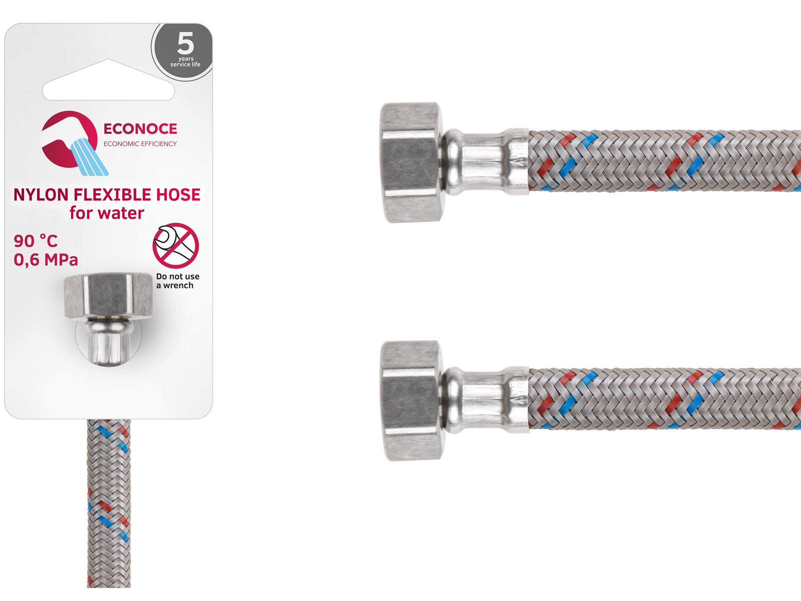 Подводка гибкая, Nylon, гайка 1/2″ — гайка 1/2″ 50 см ECONOCE