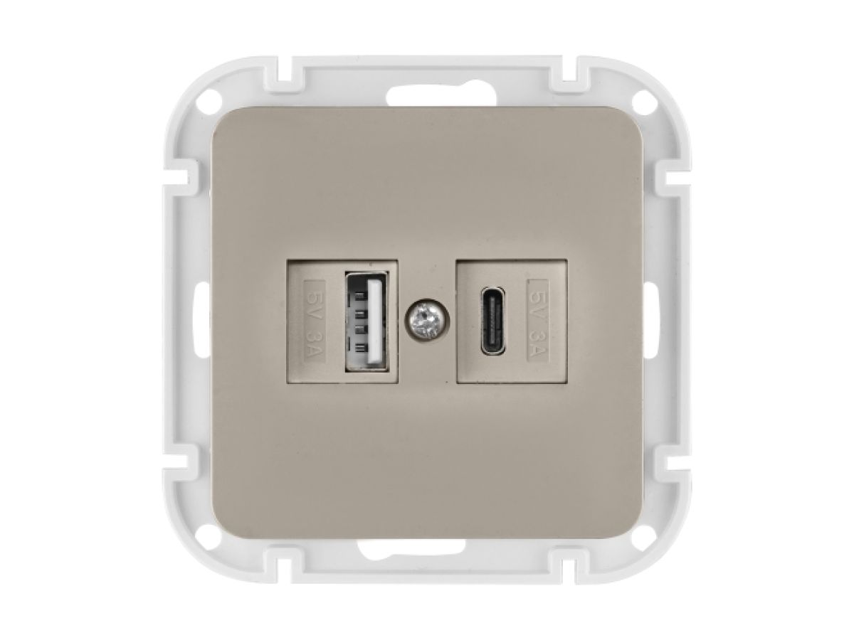 Розетка с двумя USB-разъемами (скрытая, узел) песочная, Astrum BYLECTRICA