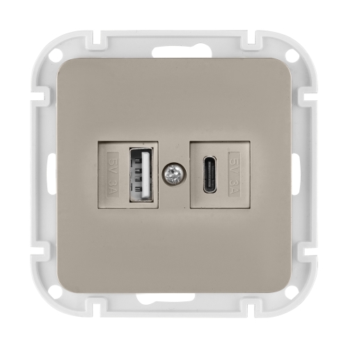 Розетка с двумя USB-разъемами (скрытая, узел) песочная, Astrum BYLECTRICA