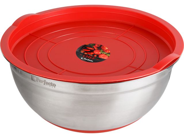 Миска для взбивания из нержавеющей стали, диаметр 22 см, с крышкой, серия CHEF, PERFECTO LINEA