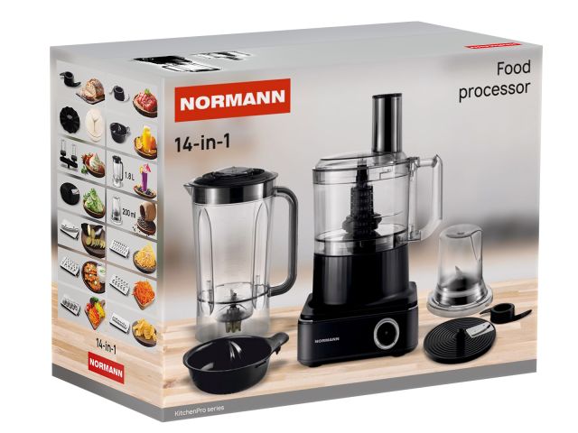 Кухонный комбайн NORMANN AFP-951 (ОТГРУЗКА ТОЛЬКО ПО ЭТН/ЭТТН | 1300 Вт; 6 скор.+ импульс. реж.; 14 функций; блендер 1.8 л; чаша чоп. 2.3 л;
