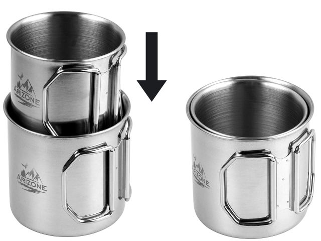 Кружки стальные со складными ручками, 250 и 350 мл, ARIZONE