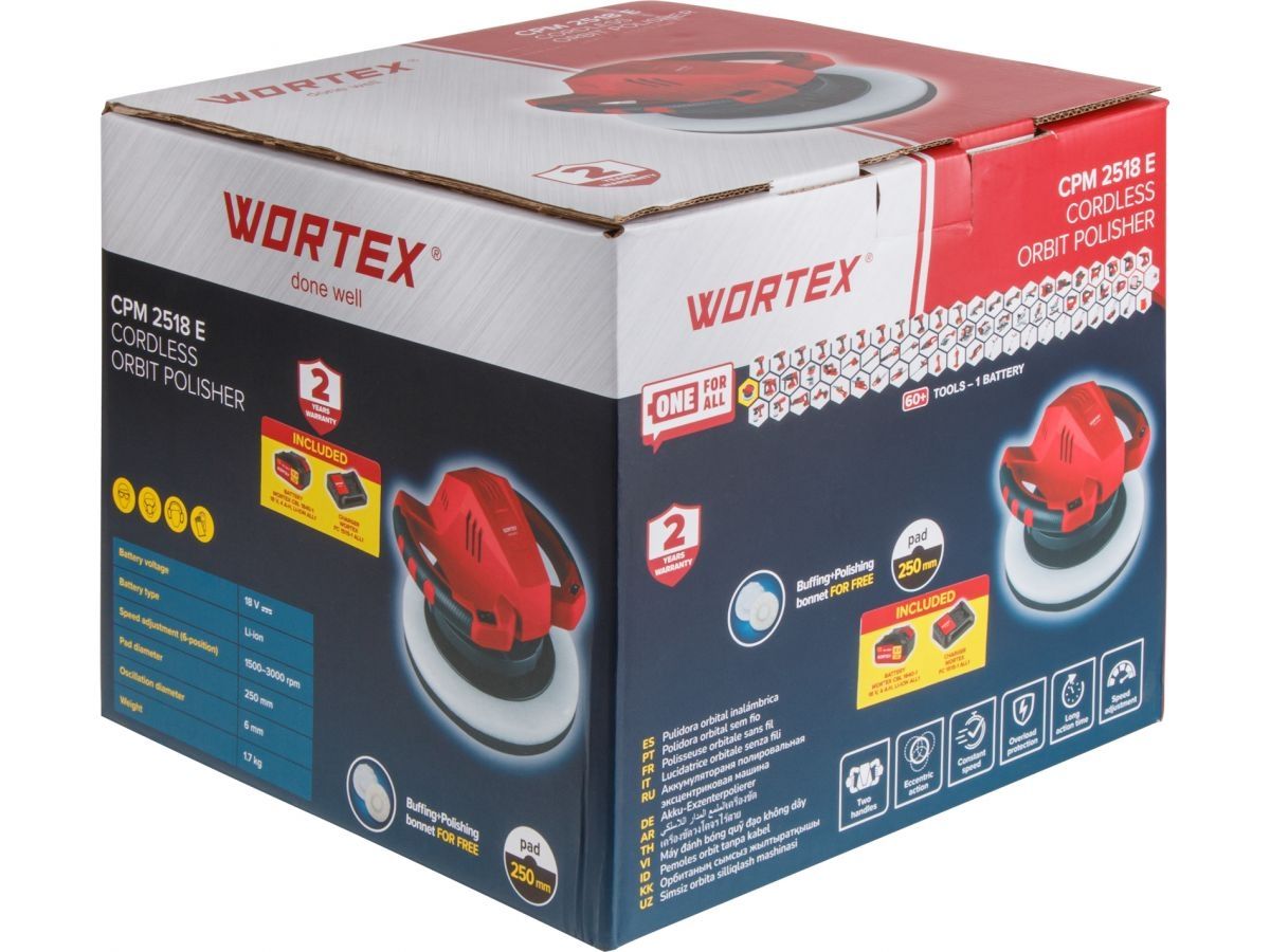 Аккум. полировальная машина WORTEX CPM 2518 E в кор. ALL1 XLT с акб и з/у SET