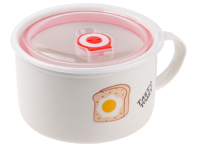 Кружка для супа с крышкой с паровыпуском, 850 мл, керамическая, TOAST, PERFECTO LINEA