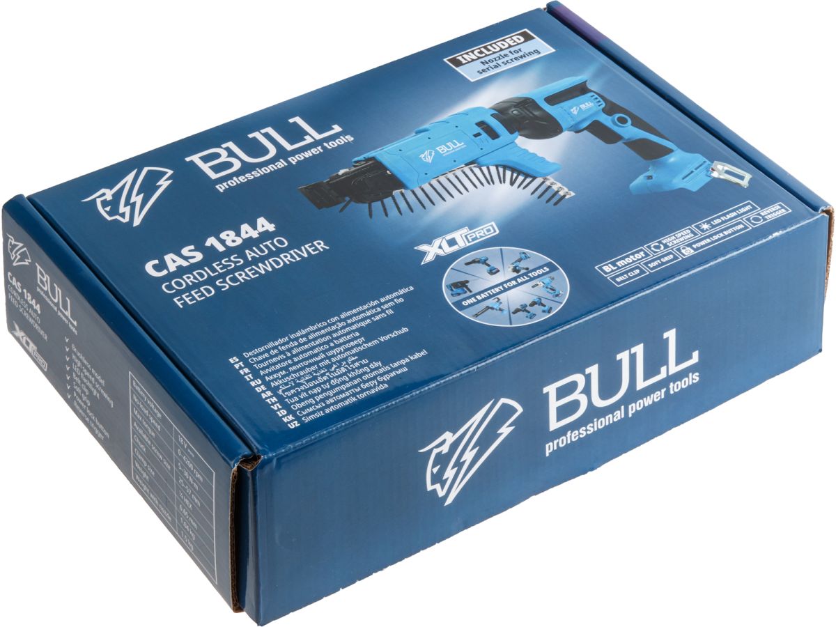 Аккум. ленточный шуруповерт BULL CAS 1844 в кор. SOLO, XLTpro, БЕСЩЕТ., 18 В, 4500 об/мин, 57 мм
