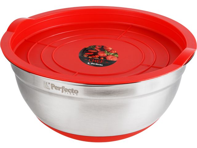 Миска для взбивания из нержавеющей стали, диаметр 20 см, с крышкой, серия CHEF, PERFECTO LINEA